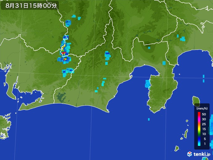 静岡県の雨雲レーダー(2017年08月31日)