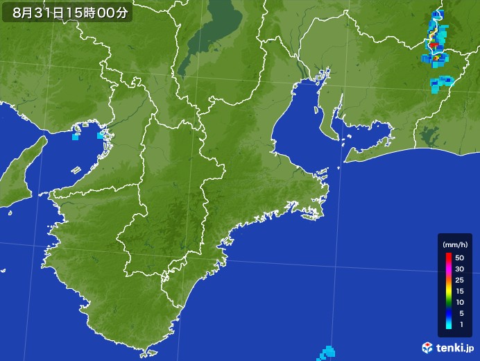 三重県の雨雲レーダー(2017年08月31日)