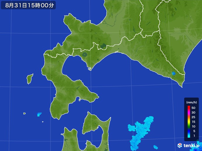 道南の雨雲レーダー(2017年08月31日)