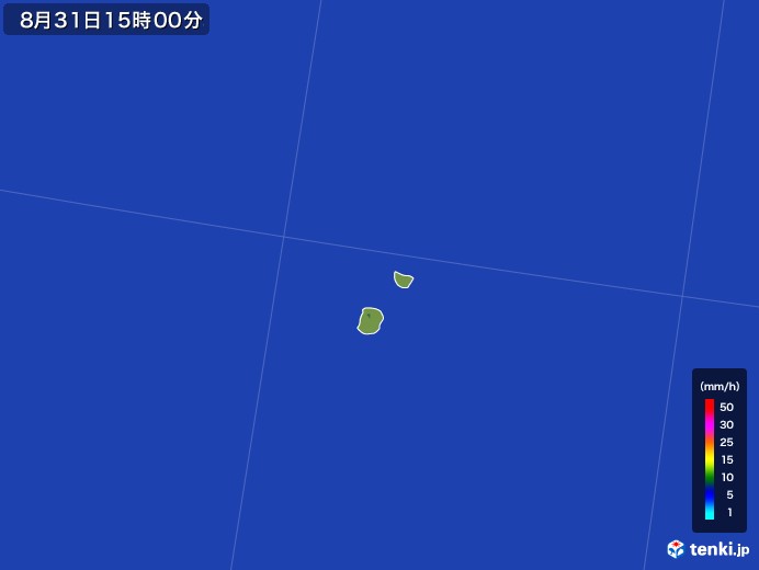 南大東島(沖縄県)の雨雲レーダー(2017年08月31日)