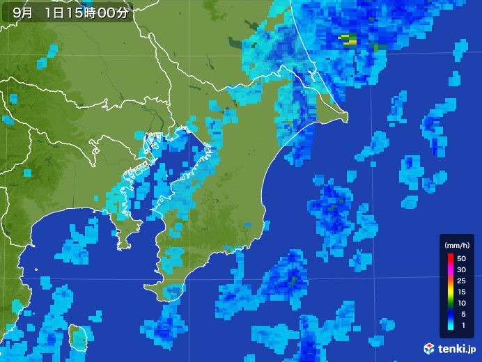 千葉県の雨雲レーダー(2017年09月01日)