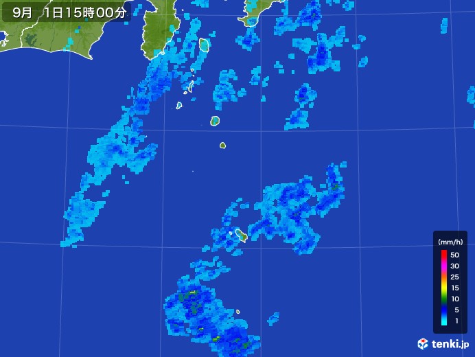 伊豆諸島(東京都)の雨雲レーダー(2017年09月01日)