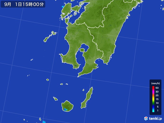 鹿児島県の雨雲レーダー(2017年09月01日)