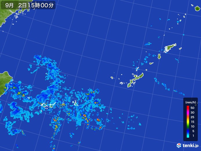 沖縄地方の雨雲レーダー(2017年09月02日)