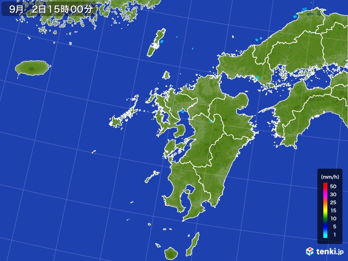 九州地方の雨雲レーダー(2017年09月02日)