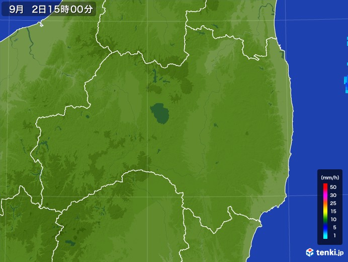 福島県の雨雲レーダー(2017年09月02日)