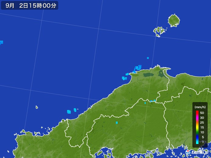 島根県の雨雲レーダー(2017年09月02日)