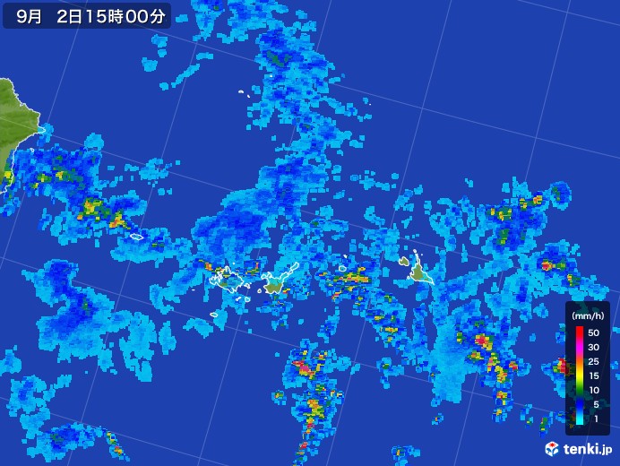 宮古・石垣・与那国(沖縄県)の雨雲レーダー(2017年09月02日)