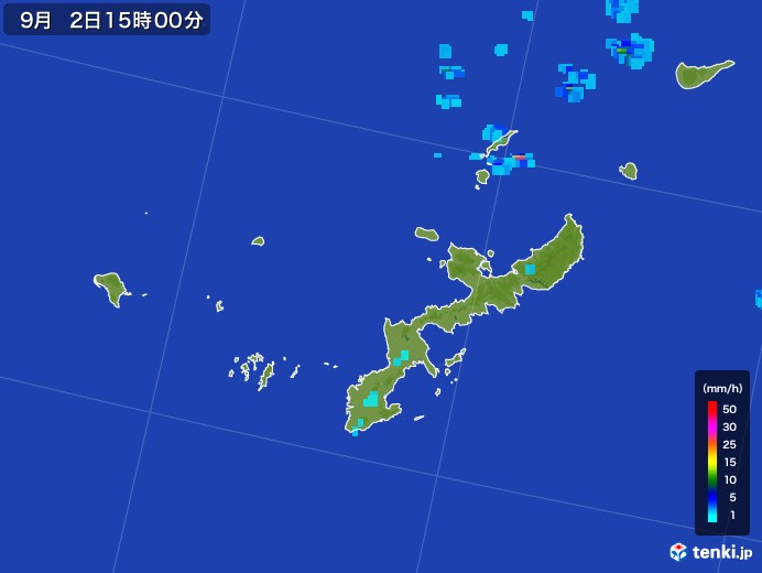 沖縄県の雨雲レーダー(2017年09月02日)