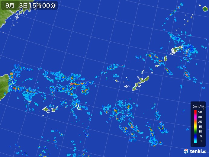 沖縄地方の雨雲レーダー(2017年09月03日)