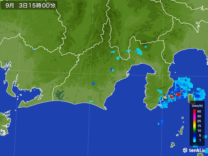 静岡県の雨雲レーダー(2017年09月03日)