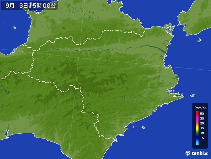 徳島県の雨雲レーダー(2017年09月03日)