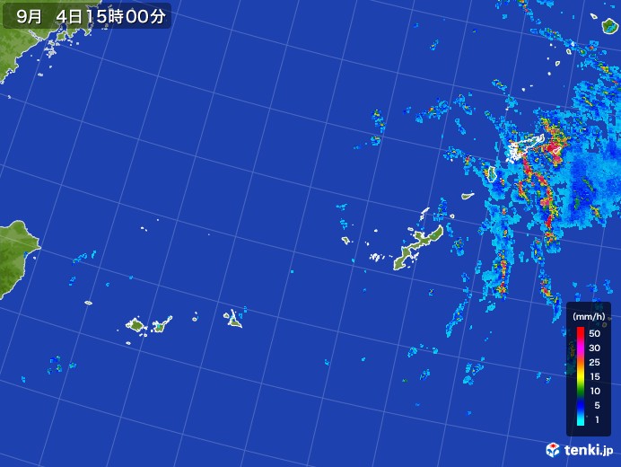 沖縄地方の雨雲レーダー(2017年09月04日)