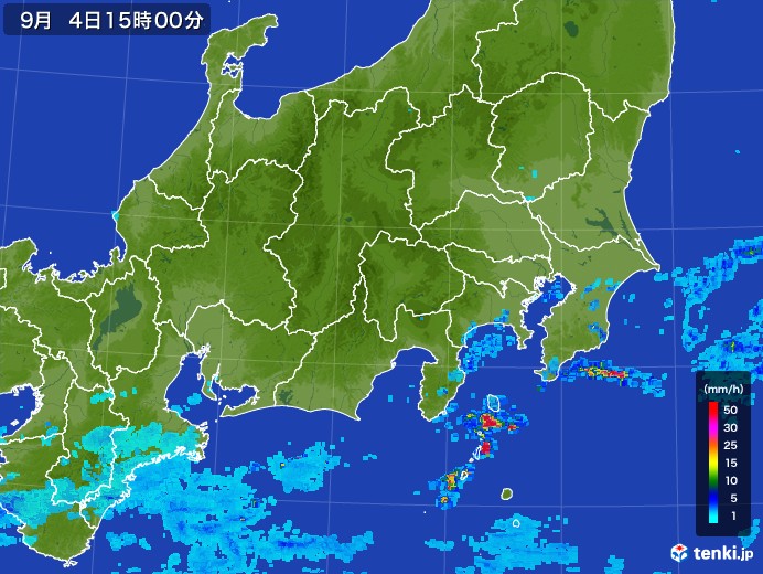 関東・甲信地方の雨雲レーダー(2017年09月04日)