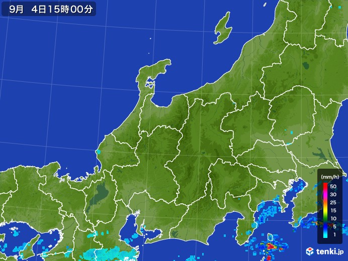 北陸地方の雨雲レーダー(2017年09月04日)