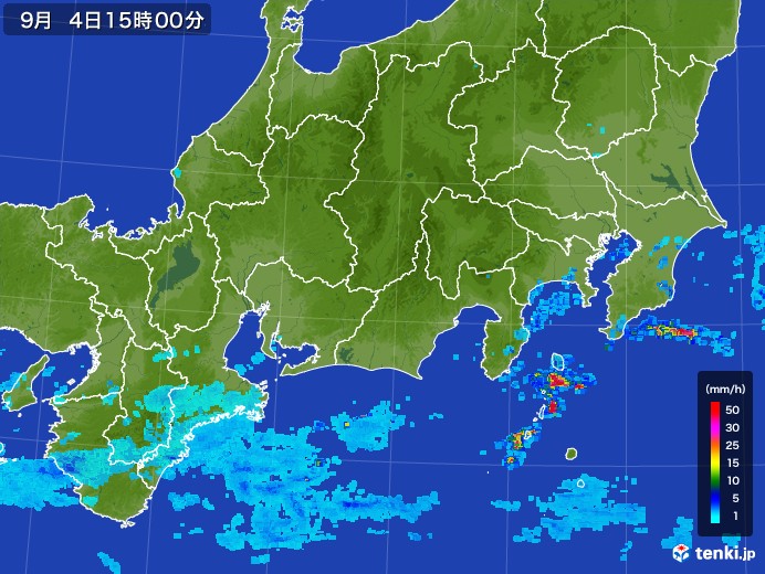 東海地方の雨雲レーダー(2017年09月04日)