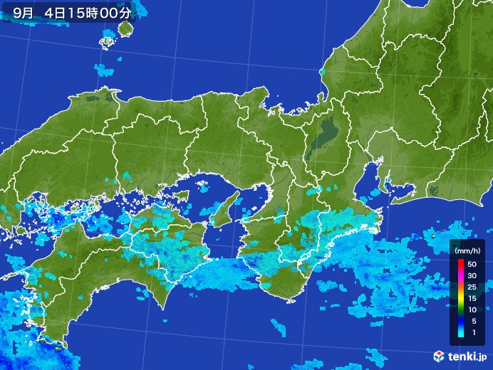 近畿地方の雨雲レーダー(2017年09月04日)