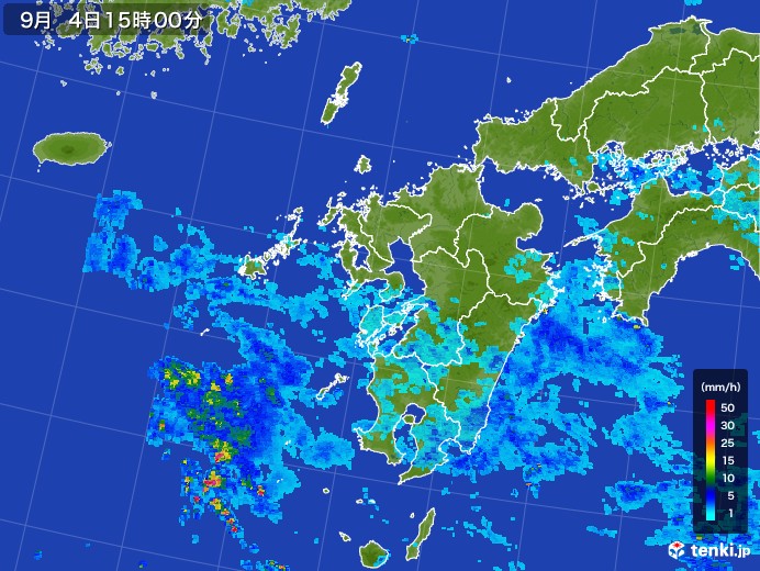 九州地方の雨雲レーダー(2017年09月04日)