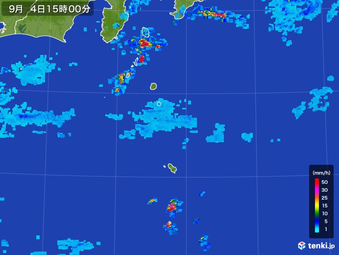 伊豆諸島(東京都)の雨雲レーダー(2017年09月04日)