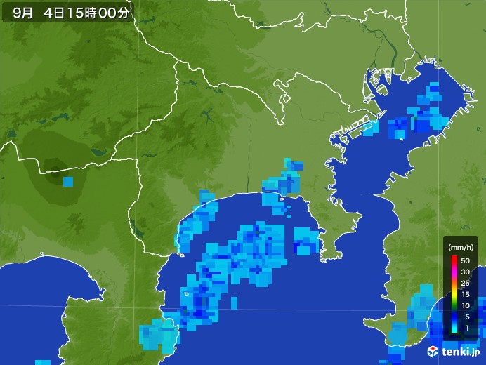 神奈川県の雨雲レーダー(2017年09月04日)