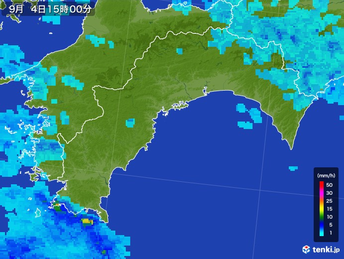 高知県の雨雲レーダー(2017年09月04日)