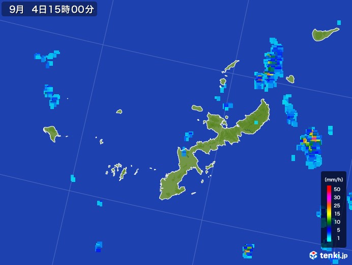 沖縄県の雨雲レーダー(2017年09月04日)