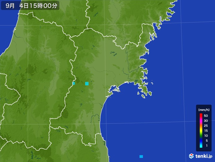 宮城県の雨雲レーダー(2017年09月04日)