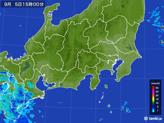 関東・甲信地方の雨雲レーダー(2017年09月05日)