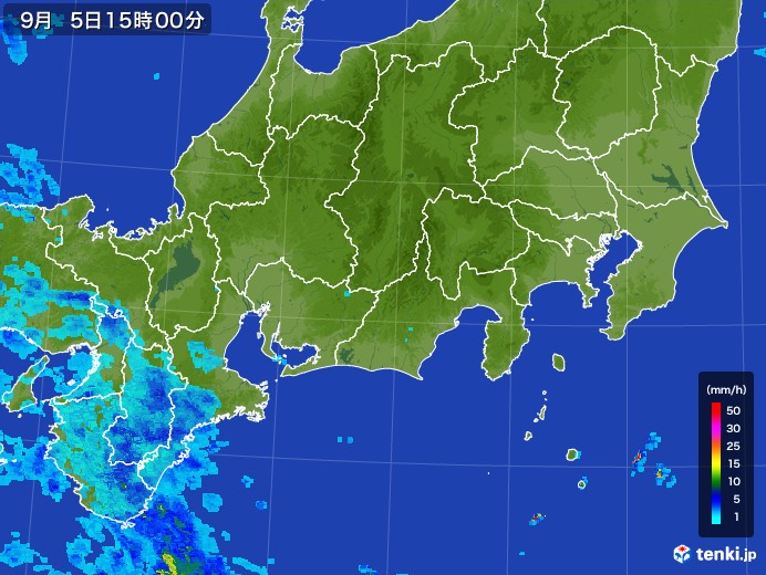 東海地方の雨雲レーダー(2017年09月05日)