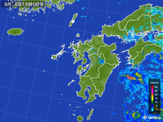九州地方の雨雲レーダー(2017年09月05日)