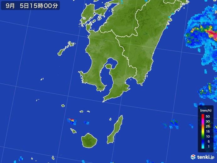 鹿児島県の雨雲レーダー(2017年09月05日)