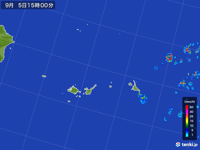 宮古・石垣・与那国(沖縄県)の雨雲レーダー(2017年09月05日)