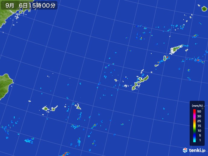 沖縄地方の雨雲レーダー(2017年09月06日)