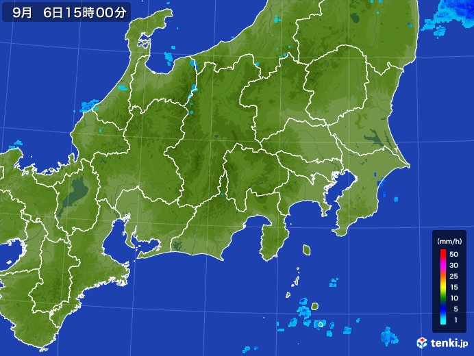 関東・甲信地方の雨雲レーダー(2017年09月06日)