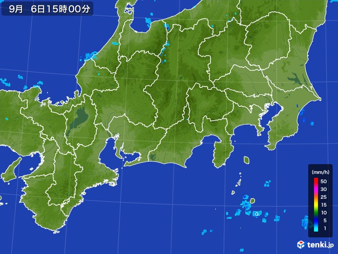 東海地方の雨雲レーダー(2017年09月06日)