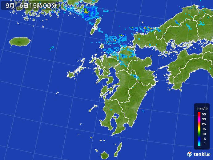 九州地方の雨雲レーダー(2017年09月06日)