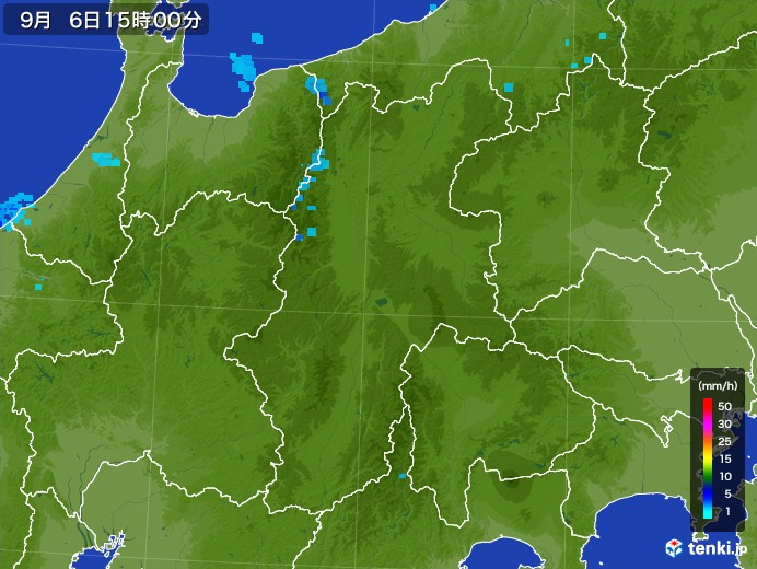 長野県の雨雲レーダー(2017年09月06日)