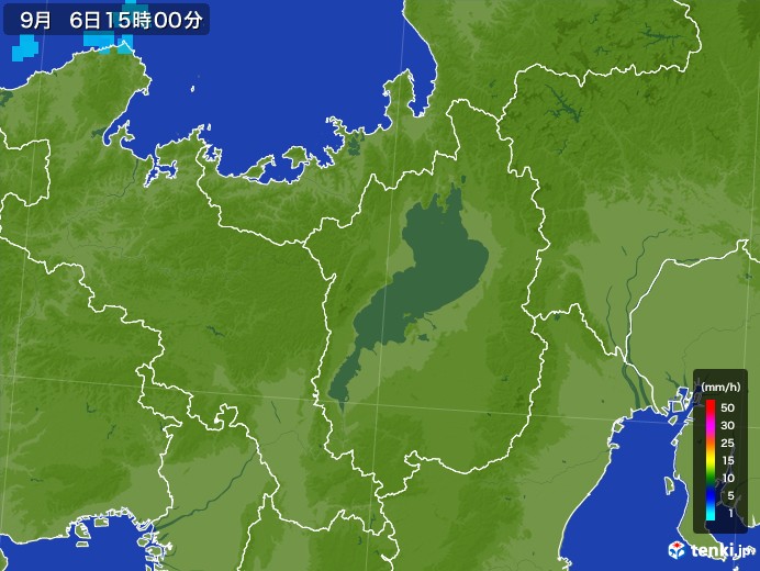 滋賀県の雨雲レーダー(2017年09月06日)