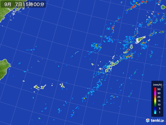 沖縄地方の雨雲レーダー(2017年09月07日)