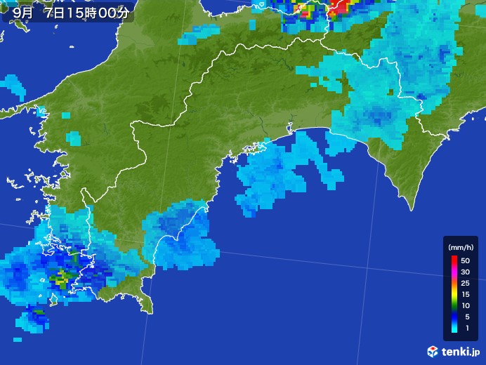 高知県の雨雲レーダー(2017年09月07日)