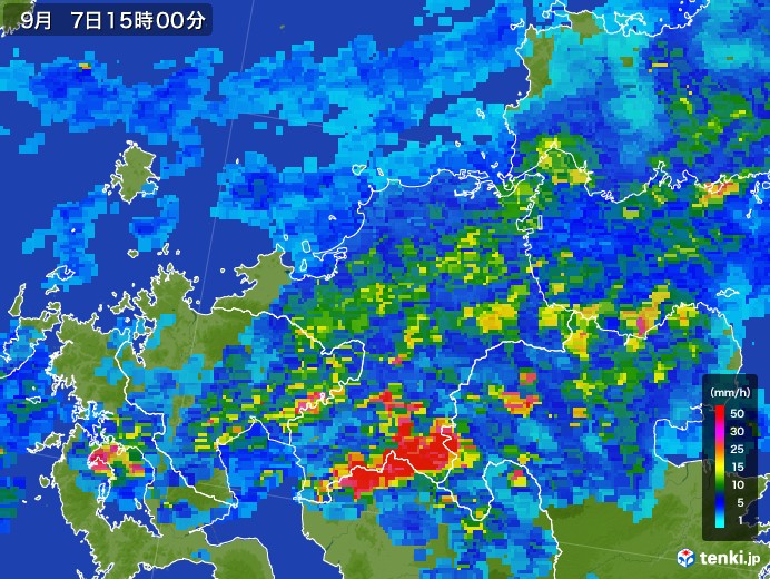 福岡県の雨雲レーダー(2017年09月07日)