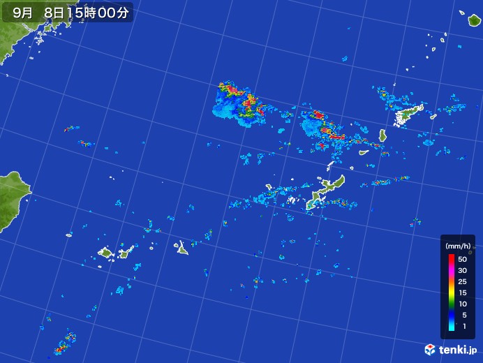 沖縄地方の雨雲レーダー(2017年09月08日)