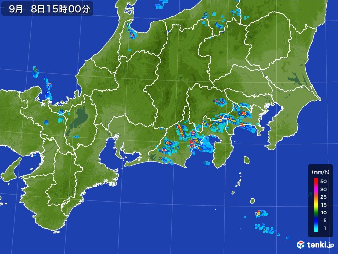 東海地方の雨雲レーダー(2017年09月08日)