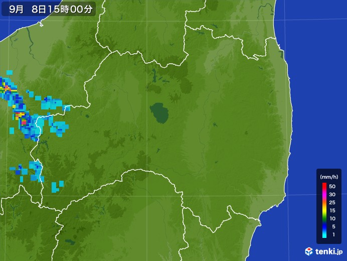 福島県の雨雲レーダー(2017年09月08日)