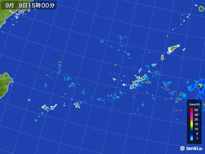 沖縄地方の雨雲レーダー(2017年09月09日)