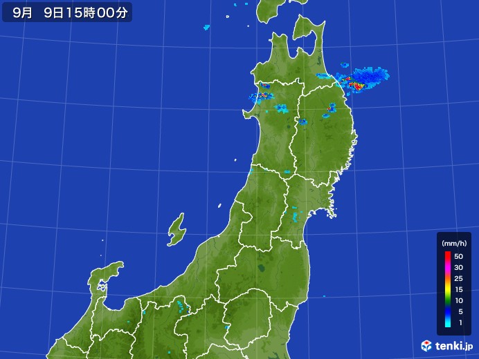 東北地方の雨雲レーダー(2017年09月09日)