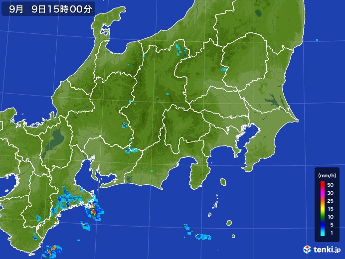 関東・甲信地方の雨雲レーダー(2017年09月09日)