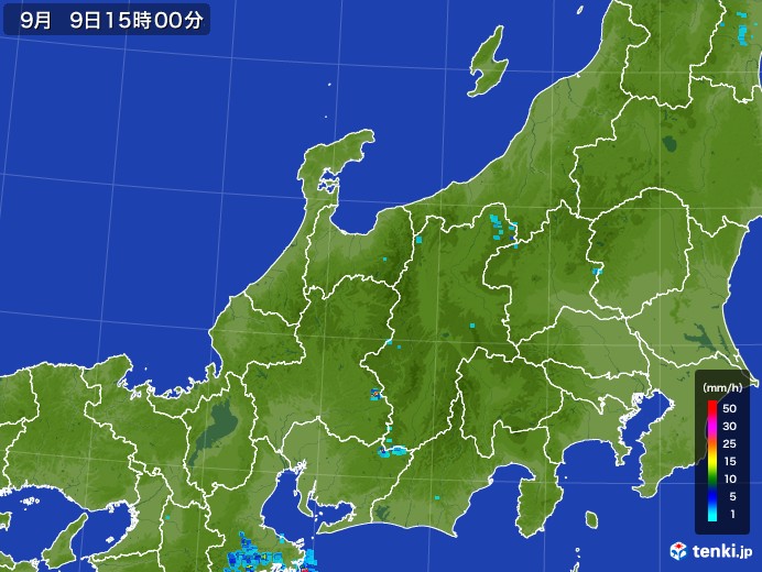 北陸地方の雨雲レーダー(2017年09月09日)