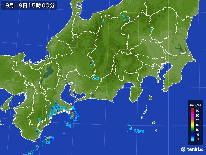 東海地方の雨雲レーダー(2017年09月09日)