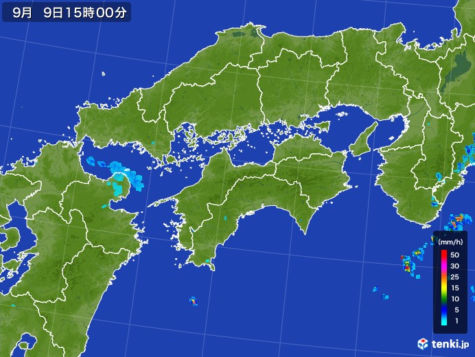 四国地方の雨雲レーダー(2017年09月09日)
